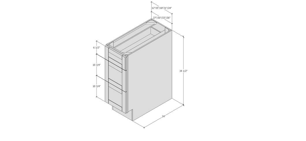 BOHO - BASE DRAWER CABINET ,3 DRAWERS,15