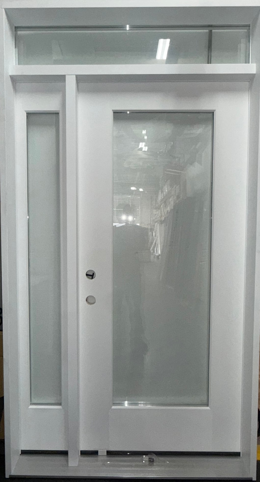 ENTRY - SINGLE SIDELITE FULL CLEAR GLASS W/ TRANSOM WHITE